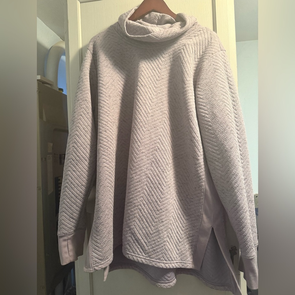 Cozy Quilted Cowl-Neck Sweater in Light Mauve